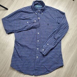 Ralph Lauren Button Down Shirt Mens Medium Custom Fit LS Check Blue Purple